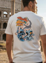 T-Shirt Stampa Giapponese Kappa Irezumi Cottone Premium