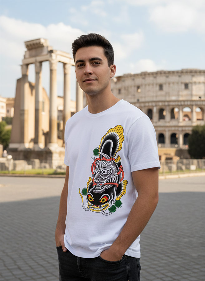 T-Shirt Stampa Giapponese “Hannya Namazu”